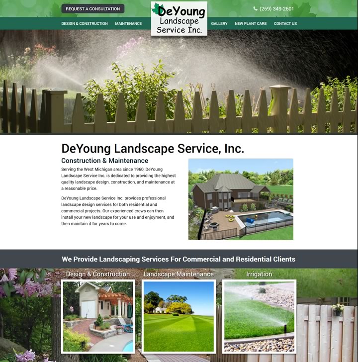 Web Site Design in Kalamazoo for landscaping services in Kalamazoo Michigan.