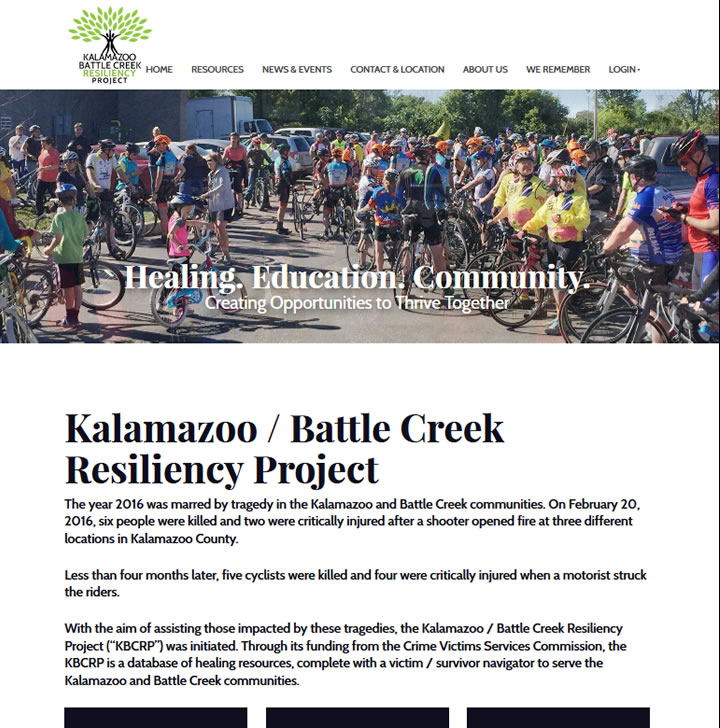 Website example showing bicyclists in Kalamazoo.