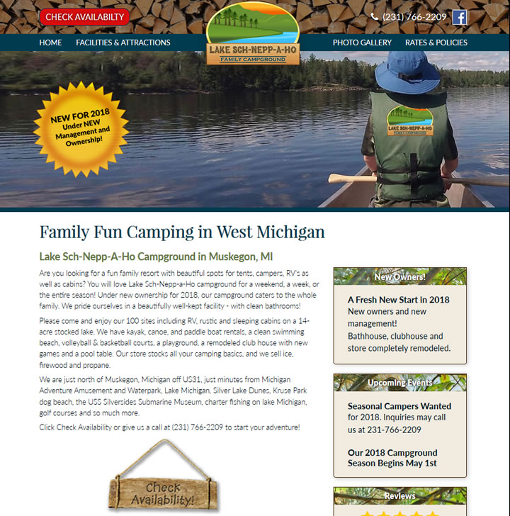 Image of a campground website