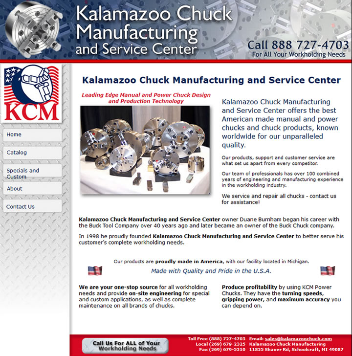Photo of American made manufacturing web site designed in Kalamazoo.