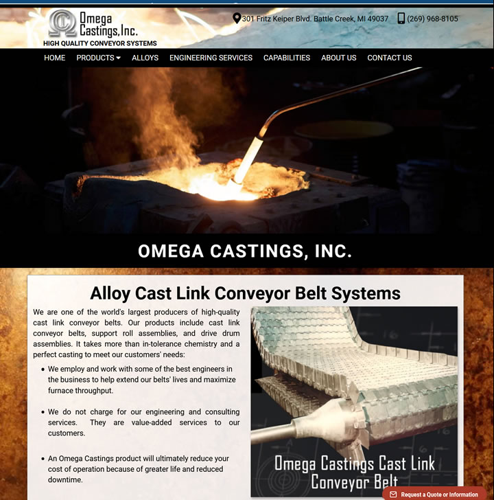Example of website design for casting manufacturing business in Battle Creek Michigan. 
